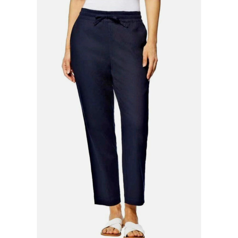32 Degrees Cool Linen Blend Pants Size 2XL Loose Wide Leg NEW Womens Navy Blue